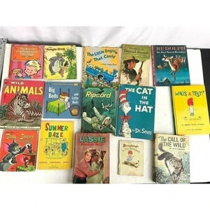 VTG Lot of 15 Children Books Assorted 60s 70s Cat in the Hat Jungle Book Kids